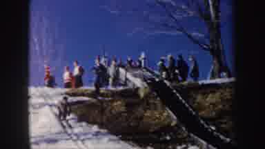New York (1962): Different People Coming Down A Snow Hill With Skis
