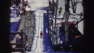 New York (1962): Ski Jump In Wooded Area One Ski Jumper With Flagman At Bottom