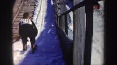 New York (1962): Male Skier In Downhill Ski Competition Speeds Down Hill With Jump