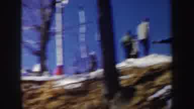 New York (1962): People Watch Man Wearing Black Pants Ski Jump On A Bright Sunny