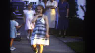 Massachusetts (1949): Girls Sunday Best In Driveway
