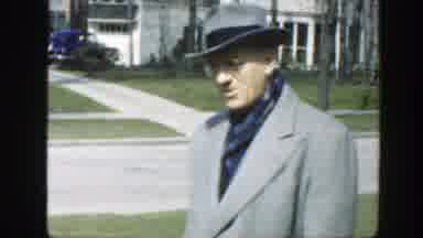 Massachusetts (1949): Film Footage Of Man In Gray Coat And Hat And Boy