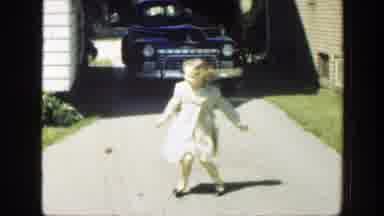 Massachusetts (1949): Family Enjoy In The Garden Of Their House Girl Plays With