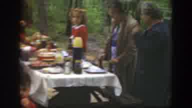Massachusetts (1949): A Group Of Ladies And Two Kids Gathering Near A Food Table