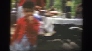 Massachusetts (1949): Wine Children Green Forest Red Jacket Coat Bench Picnic