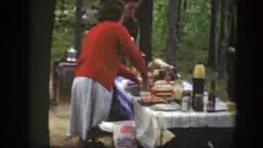 Massachusetts (1949): Family Picnic In The Forest On A Camping Trip Boy On The