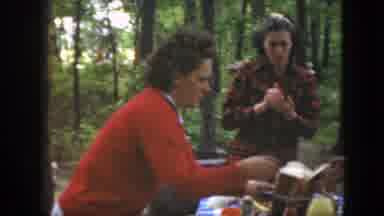 Massachusetts (1949): Woman Wearing Red Sweater Hold Plate Of Bread At Outdoor