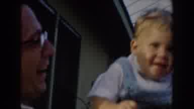 Glendale California (1962): Baby Crawling On Floor And Dad