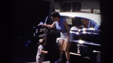 Glendale California (1962): Mother And Son Get Out Of The Car Very Nice Blue Car