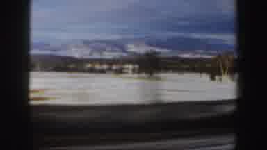 New Hampshire (1962): Car Driving Down Middle Of Snowy Road With Snow Covered