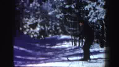New Hampshire (1962): Man Begins Skiing Downhill In The Woods On A Nice Day