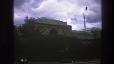 Copenhagen Denmark (1975): A Big Building And Another One With Some Cars Parked