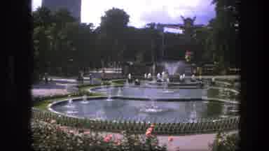 Copenhagen Denmark (1975): Several Interconnected Circular Fountains Spray Water