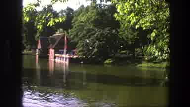 Copenhagen Denmark (1975): Old Footage Of Lake House With Flag And Dock In