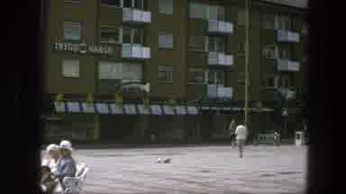 Copenhagen Denmark (1975): Bank Square Bench People's Cloudy Trees Trade Day Doves
