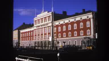 Copenhagen Denmark (1975): View Of Gray White And Dark Orange Building On A Sunny