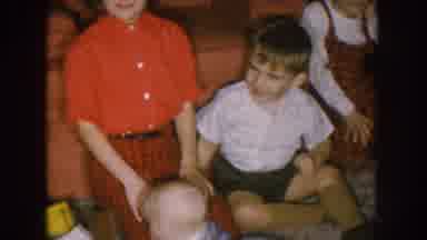 Nebraska (1957): Four Children Talking And Joking At Home In The Living Room