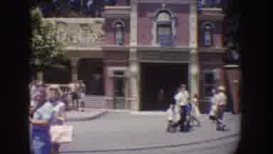 Disneyland California (1962): Families Exploring A Vintage Town Square Including