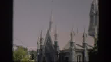 Wyoming-1951: A Clip Showing The Exterior Decorations Of A Church Building