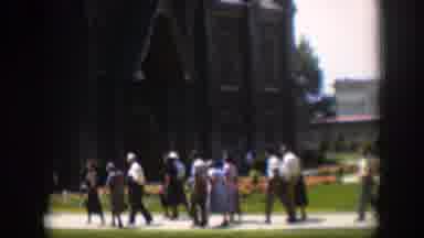Wyoming (1951): Large Group Of People Mostly Elderly Going To Church