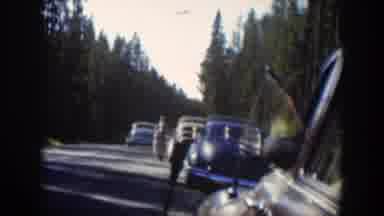 Wyoming (1951): People Park On The Side Of A Forest Road And Feed Bears From The