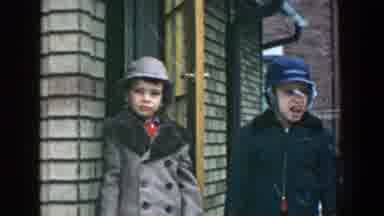 Michigan (1957): Children In Snowstorm Leaving House Captured And Preserved On