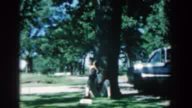 Michigan (1957): Boy Stands Against Large Green Tree On A Sunny Day