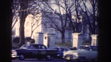 Washington DC-1960: Classic Cars Driving Past The White House