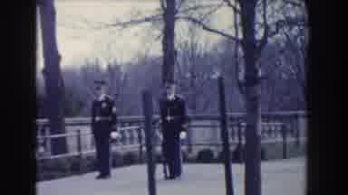 Washington DC (1960): Two Military Guards On A Bridge One Standing Still And One