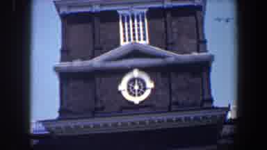 Philadelphia Pennsylvania (1962): A Vertical Shot Of A Clock Tower With A Blue Sky