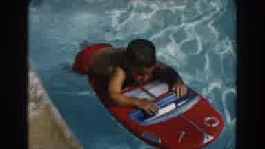 North Hollywood California (1962): Young Handsome Boy Learning How To Swim With