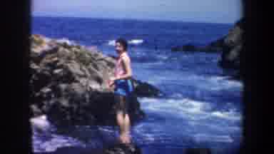 San Francisco California (1957): Women Exploring Beautiful Ocean Cliffs On Cliff