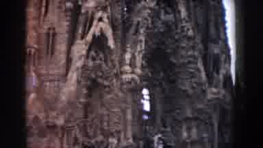 BARCELONA SPAIN-1959: Panning View Of The Architecture Of The Basilica Of