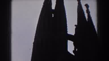 BARCELONA SPAIN-1959: Top Portion Of The Famous Gothic Church Spire
