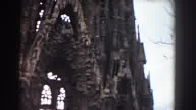 BARCELONA SPAIN-1959: Intricate Gothic Architecture And Ornate Facade Inside Church