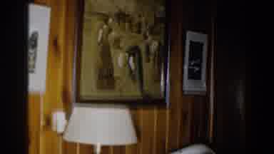 Michigan (1959): Big Painting On A Wooden Wall Hanging Over A Person In Light Blue