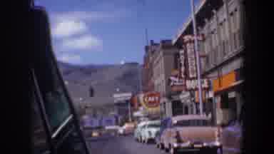 Oregon (1957): Video Shot Out Of A Car Window Of A Car Lined Street With Buildings