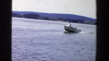 Wisconsin (1958): Boat Pilot Pulling Water ski Outdoor Water Adventure Sport Waves