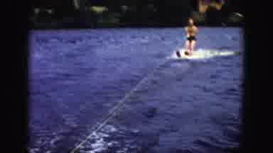 Wisconsin (1958): A Man Skis On Water While Holding A Rope To Aid Speed