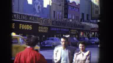 Las Vegas Nevada (1954): Young Couple Walking Towards Las Vegas Casino Golden