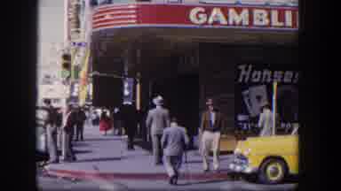 Las Vegas Nevada (1954): Men In Gray Suits And Hats Walking Across The Street