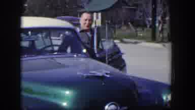 Las Vegas Nevada (1954): A Man Near A Car Saying Goodbye To A Group Of People