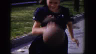 Las Vegas Nevada (1954): Young Girl Playing With A Basket Ball During Family