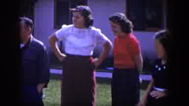 Las Vegas Nevada (1954): Mother Father And Daughters Playing Outside In The Garden