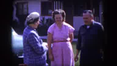 Las Vegas Nevada (1954): Three Men And A Woman Having A Discussion Near Some