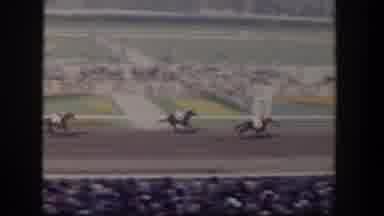 Las Vegas Nevada (1954): Horses Racing Around A Race Track Viewed By A Seated