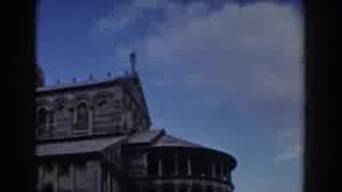 Pisa Italy (1959): View Of Grey Building Dome Blue Sky And Thin White Clouds