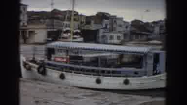 Pisa Italy (1959): Ferry Coming In To Dock Among Much Larger Ships In Small Harbor