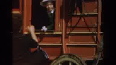 Knotts Berry Farm California (1961): A Woman Reads The Sign Of The Pizza Shop