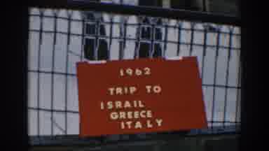 Greece (1962): View Of Red And Yellow Trip To Israel And Greece Title Card Sign On